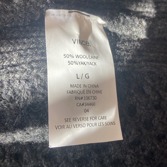 Vince Honeycomb Wool Yak Open Front Oversized Cardigan Sz L Charcoal Gray - Picture 6 of 6